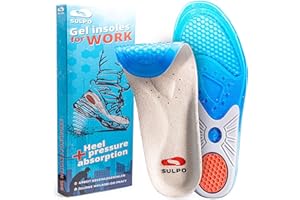 SULPO Wkładki żelowe do butów - amortyzujące stopy - na bolące pięty, ostrogi piętowe - oddychające i przeciwpotne wkładki do butów roboczych, sportowych, na co dzień - do pracy, biegania - 42-43