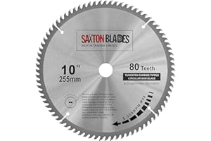 SAXTON BLADES Saxton TCT okrągła tarcza do piły do drewna 255 mm x 80 T x 25,4 mm otwór pasuje do pił Evolution Rage