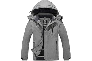 Wantdo Homme Manteau d'hiver Chaud avec Capuche Veste de Ski Imperméable Voyage Coupe-Vent Veste Randonnée Travail Veste de Snowboard Outdoor