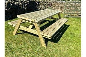 MG TIMBER PRODUCTS MG Timber Heavy Duty Premium, A-frame Picnic table, Bench. Made From Pressure Treated Swedish Redwood (SQ CORNERS, 6FT)