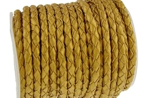 esnado Lederschnur Rund geflochten 3 mm. Gold 1 m - Länge: wählbar