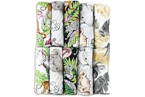 FENSILO Langes Coton Bébé - Lange Bébé en Mousseline De Coton (Lot de 10) - Lange Bebe Coton 70x80cm - Super Doux et agréable - Les Langes Coton Bébé