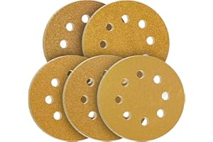 AWUTZUT Dischi Abrasivi 125mm Grana Misto 40/60/80/120/240 Carta Vetrata 100Pz per Levigatrice Orbitale Lucidatura Legno Metallo