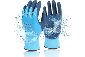 DS Safety Work Gloves Men and Women - Waterproof Gardening Gloves with Foam Latex and Rubber Coating Gloves (1 Pair Blue) Size 7/S