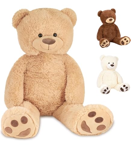 Ours En Peluche Géant TEDBI 200 Cm – Beige – Nounours XXL Avec Ruban – Cadeau Anniversaire Ou Saint-Valentin – Assis Sans Soutien