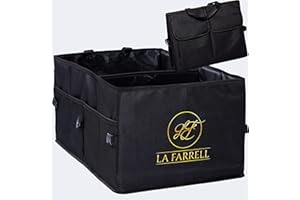 La Farrell Kofferraumtasche, Auto Organizer, Autobox, Kofferraum Organizer, Autotasche, Kofferraumorganisator, Utensilientasche, schwarz und faltbar für PKW, SUV, den Einkauf, Camping und Picknick