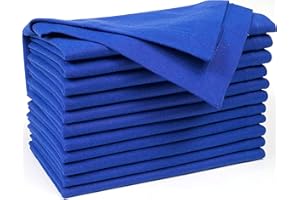 Linen Clubs Set Of 12,Cloth Dinner Napkins in Royal Blue Color,Over sized 20x20 Inch with Decorative Selvage Fold & Mitered Corner Finish