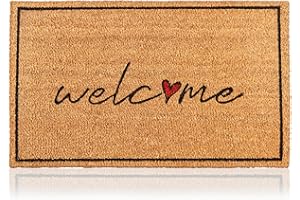 AMARU DOOR MATS Felpudo Welcome de Fibra Coco - 70x40cm - Felpudos Antideslizantes - Felpudos Originales para la Entrada a Casa, Pasillos, Puertas de Exterior - Accesorios para el Hogar - Material Resistente