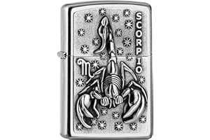 Zippo Zapalniczka Sztormowa Zodiac Scorpio, Street Chrome, Emblemat, Wielokrotnego Użytku, Wiatroszczelny Design, Pudełko Prezentowe, Wyprodukowana w USA