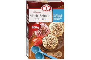 ‎RUF RUF Milch Schoko-Streusel, Schokoladen-Dekorfür bunte Plätzchen, Kuchen, Muffins, Pudding und Eis oder als Streusel auf Brot, glutenfrei, 1 x 200g