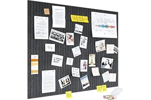 PAG-Mass Felt Bulletin Board Wall Tiles with Removable Adhesive,120×90cm Vision Board Kit for Wall Decorative,Notice Memos Pin Board for Home Office Kitchen,12 Pack-Dark Grey