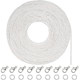 Chaîne Acier Inoxydable 1.5mm X 9m + 20 Fermoirs Homard + 40 Anneaux Saut - Kit Fabrication Bijoux - Argenté