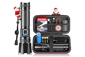 BUCASA Taschenlampe LED Aufladbar 1000000 Lumens, XHP70.2 Extrem Hell Hohe Helligkeit Zoombar Taschenlampen Starke mit 5 Lichtmodi, IP67 Wasserdichte Flashlight Torch für Camping, Wandern, Outdoor, Notfäll