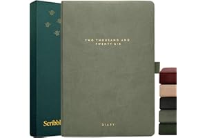 Scribble & Dot 2026 Diary Page a Day A5 Jan'26-Dec’26 | Dairy 2026 Day a Page + Monthly Overviews | Luxury Daily Diary for Busy Schedules (Sage Mixed)