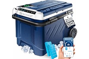 ‎KESSER KESSER® Kompressor Kühlbox elektrisch 51 Liter | Camping Gefrierbox mit LED-Touch| Mit APP-Steuerung & Kühlakkus USB-Anschluss 12/24 V 230V | Kühlschrank Kühlung bis -20 °C für Auto LKW Navyblau