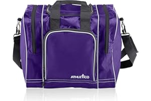 Athletico Bowling Bag for Single Ball - Single Ball Tote Bag with Padded Ball Holder - Fits a Single Pair of Bowling Shoes Up to Mens Size 14