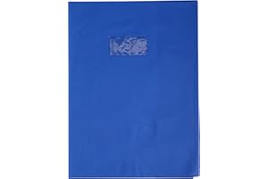 Calligraphe 72402AMZC Un Protège-Cahier Grain Cuir Bleu - 24x32 cm - 22/100ème avec Porte-Étiquette - PVC Opaque