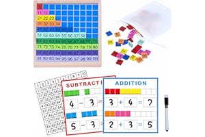 SPRITEGRU tablero de cubos de matemáticas de madera, 1-100 números , contadores de matemáticas de cubo de enlace, para niños de jardín de infantes, actividades de aprendizaje con bolsa de almacenamiento
