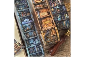 PET Washi Tape Scrapbook Zubehör,Ta Merry Scrapbooking Sticker,3 Rolls PET Magischer Bücherschrank Aesthetic Aufkleber Decorative für Bullet Journal Sticker,journaling Zubehör(Bücherschrank 1)