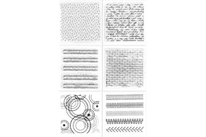 ‎FOLANVOFF Silikonstempel Hintergrund Set 6 Blätter Clear Stamp Musik Punkte Ziegel Pfeile Kreis Schrift Hintergrund Stempelset für DIY Bullet Journal Scrapbooking Fotoalbum