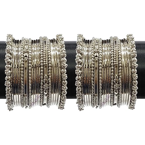 YouBella Jewellery for Women Traditional Silver Plated Oxidized Bracelet Bangle Set For Women