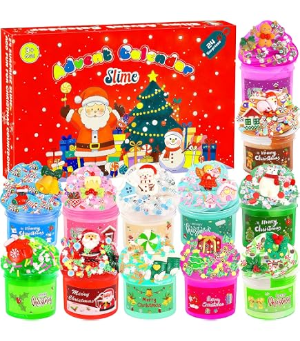 Calendrier De L'Avent Slime 2025 Pour Enfants | 24 Jours De Surprises Avec Slime & Accessoires | Cadeau Noël Amusant DIY Filles Garçons