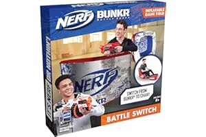 NERF BUNKR BKN-3342 Switch-Inflatable Chair & Ottoman Barrier-for Use with All Indoor & Outdoor Battle Zones Game Fields-Features Exciting Graphics, 8+ Years, Multi Colour, 91cm