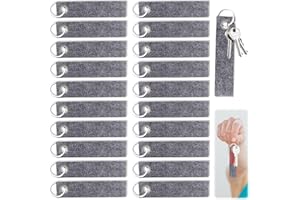 GAROMIA 20 Schlüsselanhänger Filz mit Edelstahl Ring Plotter Rohlinge Grau Schlüsselanhänger Stoff Rohlinge Plotter DIY Dekoration Handwerk Filz Schlüsselbänder für Handwerk