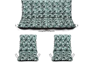 Superkissen24. Large Garden Bench & Sunlounger Seat Cushions 180x50 cm and 180x60 cm back + 2x 48x96 cm - Covers for Garden Swing and Sunbed - Outdoor & Indoor Long Bench Pillow - Waterproof - Exotic
