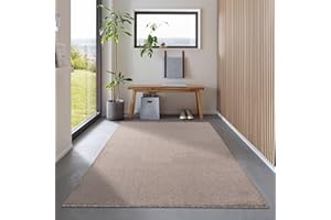 ‎CARPETSALE24 Carpetsale24 Dichter Kurzflor Teppich Wohnzimmer Beige 200 x 290 cm Modern Einfarbig Design - Flauschiger Teppich Schlafzimmer Extra Weich und Pflegeleicht - Waschbarer Teppiche für Küche Kinderzimmer