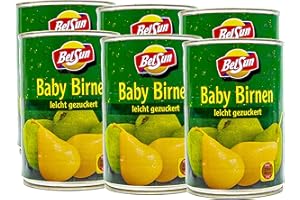 S.MILE GMBH Food-United Ganze Baby Birnen leicht gezuckert 6 Dosen Füllmenge 425g ATG 200g geschält in Spanien sonnenverwöhnt zart und bissfest volles Aroma Top Qualität Sommerfrüchte (6 Dosen)