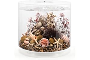 biOrb TUBE 35 Aquarium (White, 35 Litres), Perfect Beginner Fish Tank With Integrated LED Lights, Easy Set Up All-In-One Kit, 360-Degree View Acrylic Aquarium, 5-Step Filtration System, Acrylic Base