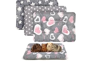 Miss Good 3 Pcs Guinea Pig Bed Mat, 46x34cm Washable Small Animal Plush Bed, Warm Fluffy Fleece Sleeping Pad for Bunny Pet Cat Hamster Rat Hedgehog Chinchilla Rabbit Bedding