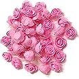 Excellentcrafts 3 Cm Candy Pink Color Foam Artificial Flower Roses for Tiara Making, Decoration, Crafts (Pack of 50 Pieces)