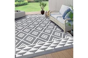 SHACOS Tappeto per Esterno Plastica 150x210cm Reversibile Tappeto per Terrazza Balcone Resistente alle intemperie e ai Raggi UV Pieghevole Tappetino Esterni per Campeggio Picnic