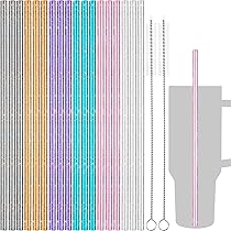 NiHome Lot De 18 Pailles De Rechange En Plastique Pailleté Pour Gobelet Stanley De 1200 Ml, Pailles Réutilisables De 30,5 Cm Avec 2 Brosses – PETG