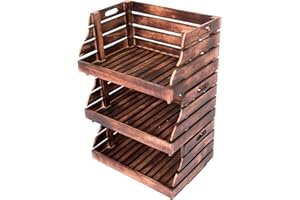 Divero 3er Set Vintage Holzkiste Stapel-Kiste Spielzeug-Box Stiege braun geflammt Aufbewahrung 49x35x25,5cm Obst- und Gemüsekisten-Look