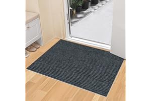 ‎GITVIENAR GITVIENAR Fußmatte Selbstklebend & Wassersaugend: Anti-Rutsch Matte Innen/Außen mit Tiefrillen, Schmutz/Staub Schutz – Für Flur, Garten + Sicherheitsgriff (Dunkelgrau, 80 * 120cm)