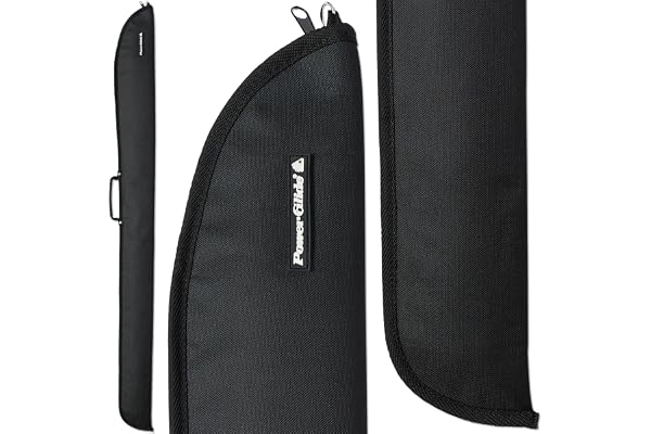 PowerGlide Snooker Pool Or Billiard Protective Soft Cue Case Sleeve | Ultra Slim | Lightweight | Black Vinyl | Zip Closure | Protects and Holds One Cue