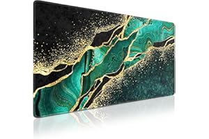 Acezeek Large Mouse Mat,Gaming Mouse Pad,35.4X15.7in Extended Mousepad,Desk Protector Mat with Anti-Slip Base,Waterproof and Durable for Gaming,Office,Home(Dark Green Marble)