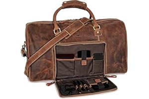 Donbolso Borsone Da Viaggio in Pelle - Borsa Per Weekend, Da Palestra Per Uomo E Donna - Grande Borsone Per Sport - Borsone Palestra - Borsa Bagaglio A Mano Vintage - In Vera Pelle