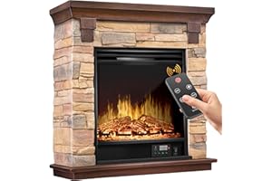 KESSER® Caminetto Elettrico da Appoggio - Effetto Fiamma LED 3D, Funzione Riscaldamento, Potenza 1800W (Natur/Braun)