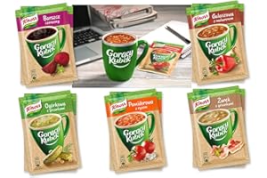 INOX PINK Polish Hamper Bag Cellophane Bag KNORR Gorący Kubek Hot Cup Instant Soup with noodles or croutons 5 x 15g assorted flavours tomato soup,goulash soup, forest mushroom soup,zurek,cucumber soup,