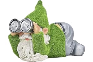 ‎TERESA'S COLLECTIONS TERESA'S COLLECTIONS Lustig Gartenzwerge Gartendeko für Draußen Zwerge Figur mit Solarleuchte beflockter Gartenfiguren aus Harz Wasserfest Gartenwichtel Gartendeko