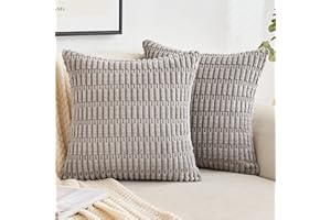 EMEMA Kordsamt Kissenbezüge Dekorative Sofakissen Moderne Kissenhüllen 40x40 cm Dekokissen Weicher Zierkissenbezug für Wohnzimmer Sofa Schlafzimmer 2er Set Hellgrau