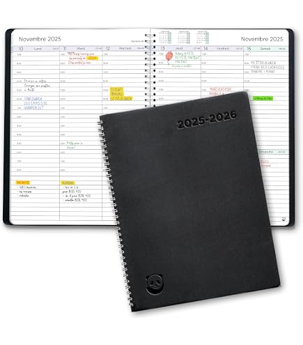 Agenda Quo Vadis Président 2025 - Semainier Planning Décembre à Décembre - Format 21x27cm - Papier Clairefontaine