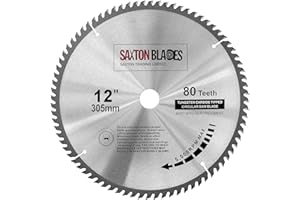 SAXTON TCT30580TLame TCT pour scie circulaire à bois 305 x alésage 30 mm x 80 dents compatible avec Bosch, Makita et Dewalt