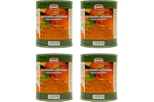 S.MILE GMBH Food-United türkische Mandarin-Orangen geschält ohne Kerne leicht gezuckert in Sirup 4 Dosen Füllm 800g ATG 480g Ring-Pull-Verschluss intensiv komplexes Aroma gleichmäßige ganze Segmente (4 Dosen)