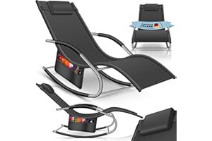 KESSER Chaise de jardin à bascule - Ergonomique - Coussin - Résistant aux intempéries - Charge maximale : 150 kg - Anthracite