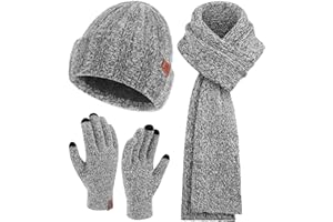 Bequemer Laden Mujeres Invierno Gorro Termicos Guantes Tactiles Bufanda Larga Conjunto Regalo Mujer con Forro Polar